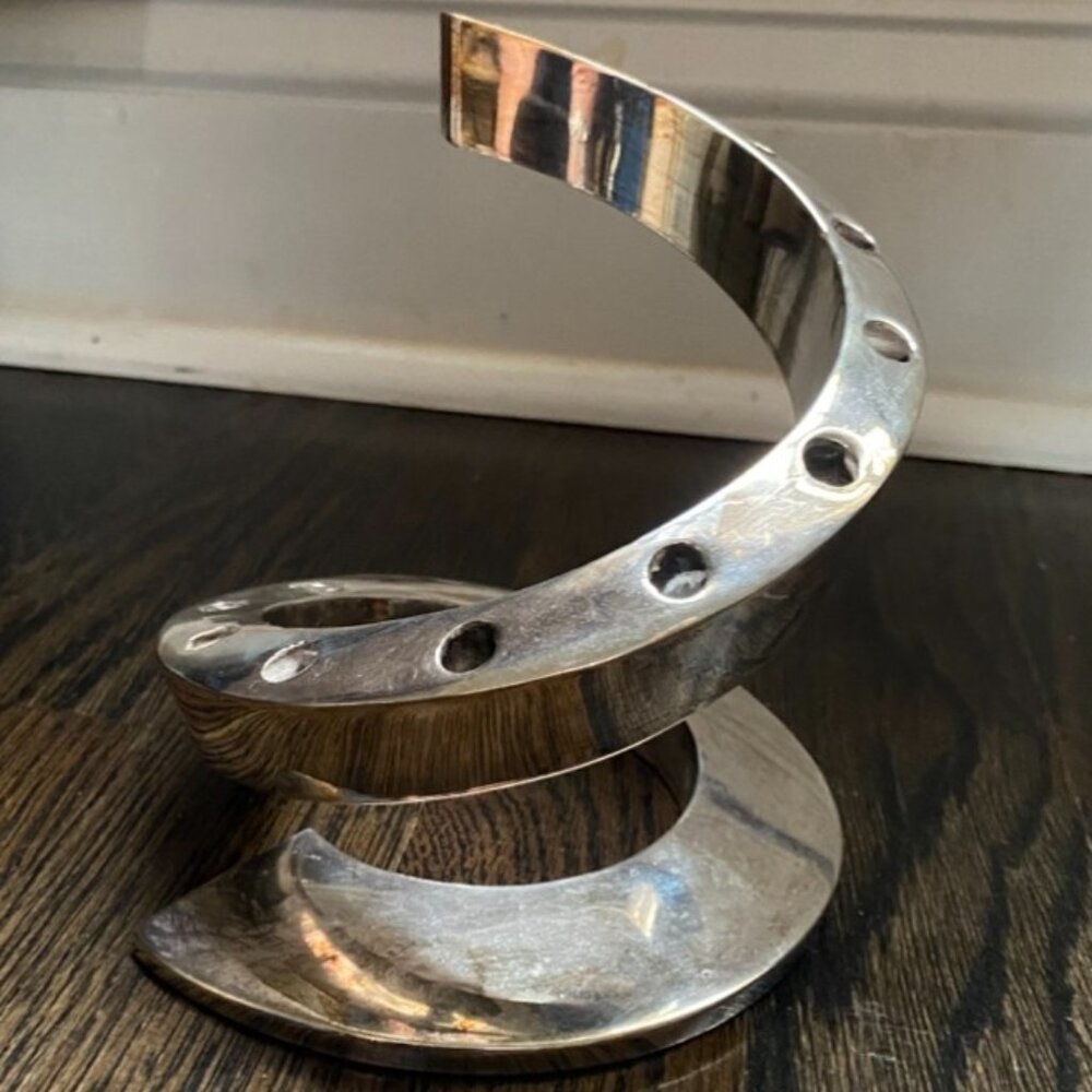 Dansk designs silver chrome spiral candle holder holds 12 thin taper candles